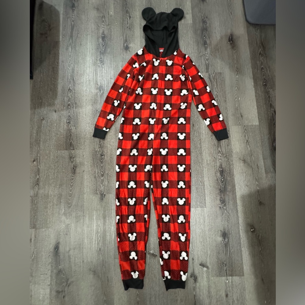 Disney Mickey Mouse Red and Black Adult One Piece Pajama Onesie